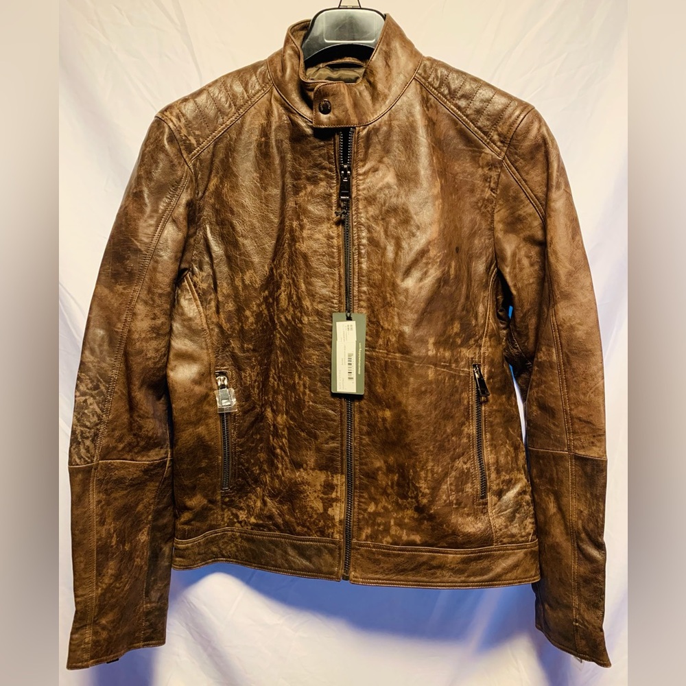 Slate & Stone Mens Leather Moto Jacket size S